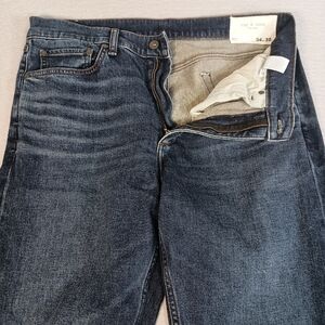 Rag & Bone Fit 2 Slim Mens 34x32 Cole Dark Wash Mid Rise Tapered Whiskered Jeans